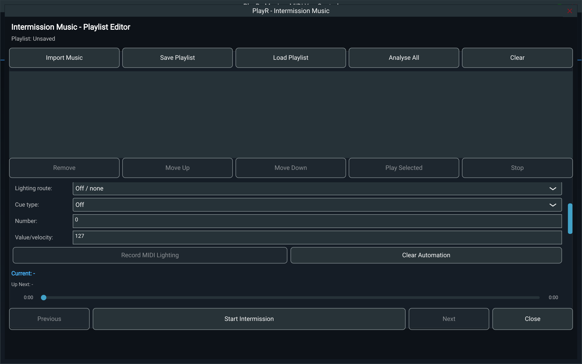 Intermission track lighting and MIDI automation